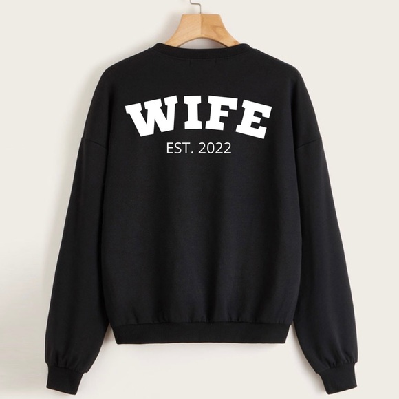 Wife Est. Year Customizable Graphic Crewneck Sweatshirt - Picture 1 of 3